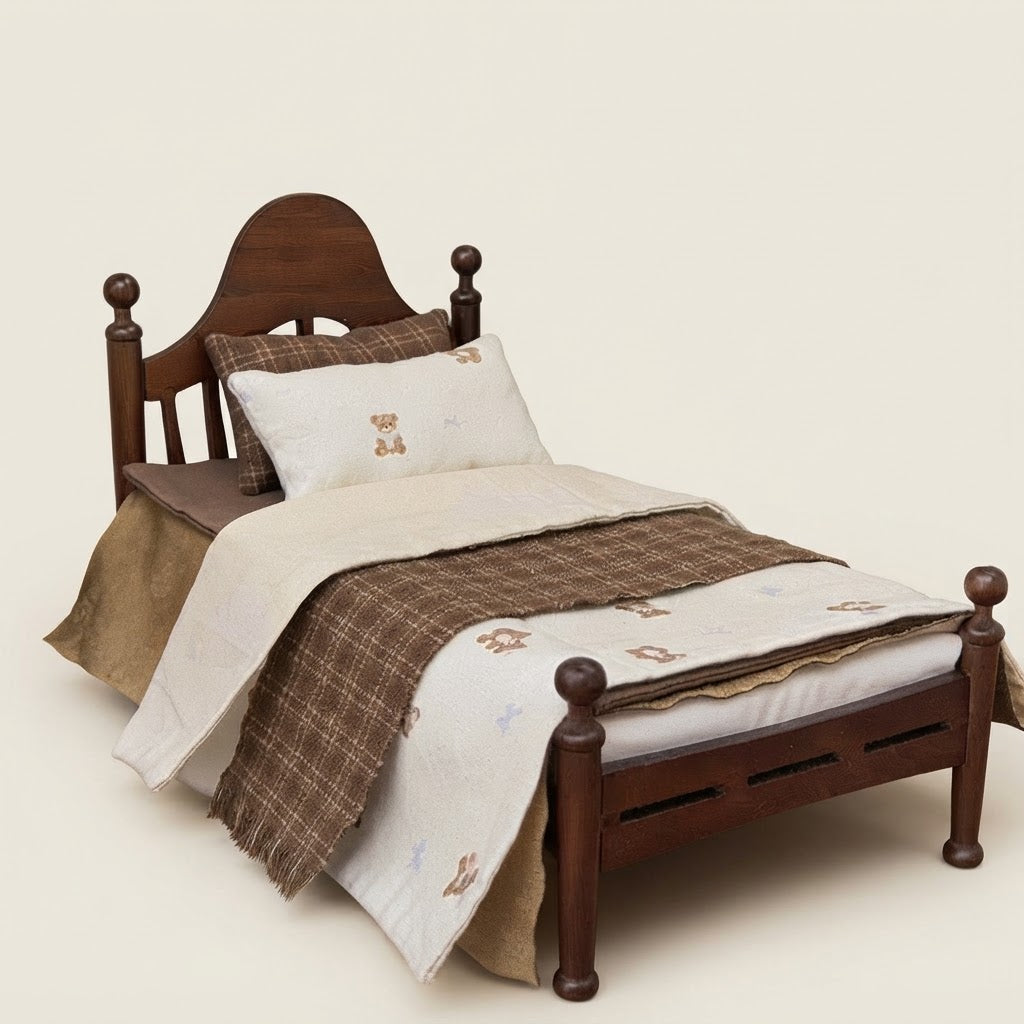 French Vintage Solid Wood Pet Bed with Mattress