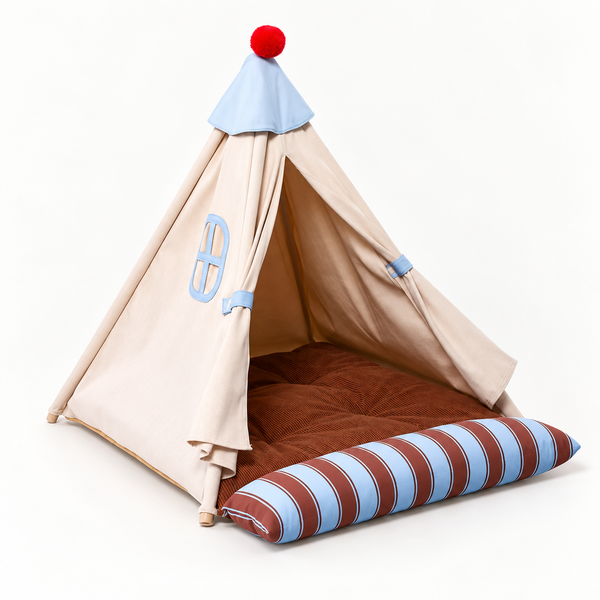 Cozy Semi-Enclosed Pet Tent Bed with Cushion
